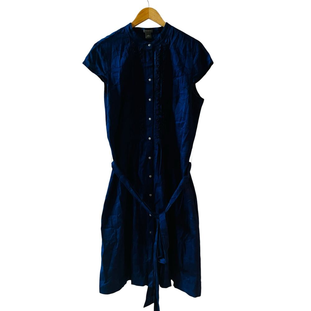 Ann Taylor Blue Circle Button Up Shirt Dress Size 16